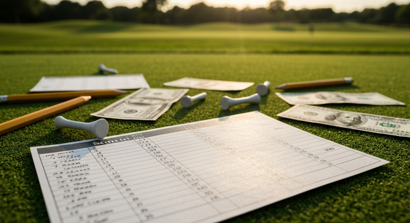Golfers enjoying a friendly betting game on the course